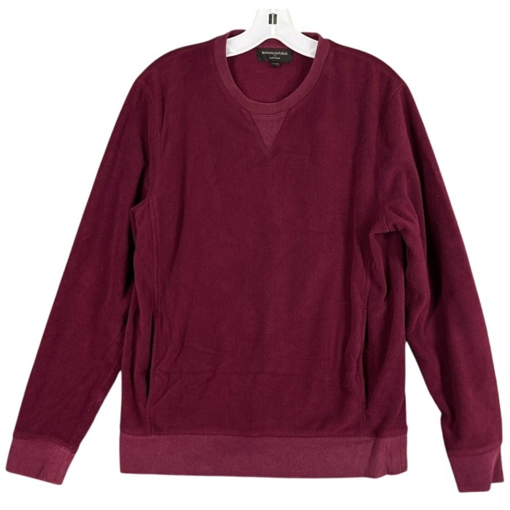 Banana Republic Ultrawarm Fleece Crew-neck Sweater Mens‎ Medium Maroon Pockets